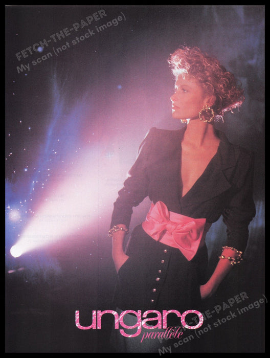 Ungaro Parallele 1980s Print Advertisement Ad 1989 Clothing Sexy Lights Model Fetch the Paper!