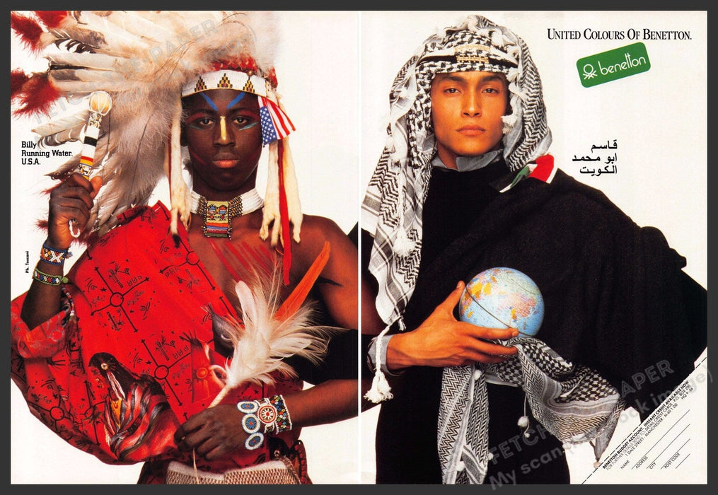 United Colors of Benetton 1980s U.K. Print Advertisement (2 pgs) 1986 Native United Colors of Benetton