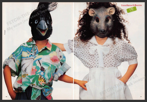 United Friends of Benetton O12 Masks 1980s Print Advertisement (2 pages) 1988 Fetch-the-Paper