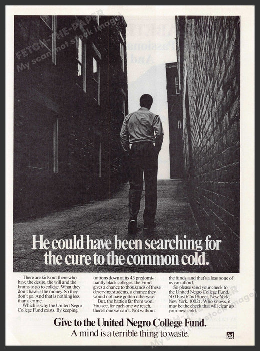 United Negro College Fund 1980s Print Advertisement Ad 1988 United Negro College Fund