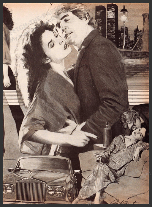 Unknown Artist 1980s Magazine Illustration 1982 "Anything But Love" Twin Towers Fetch-the-Paper