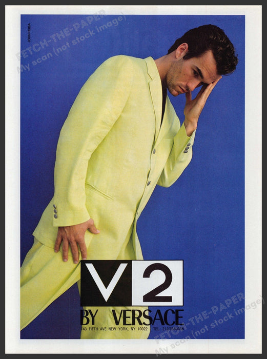 V2 by Versace Tom Bohan 1990s Print Advertisement 1993 Fetch-the-Paper