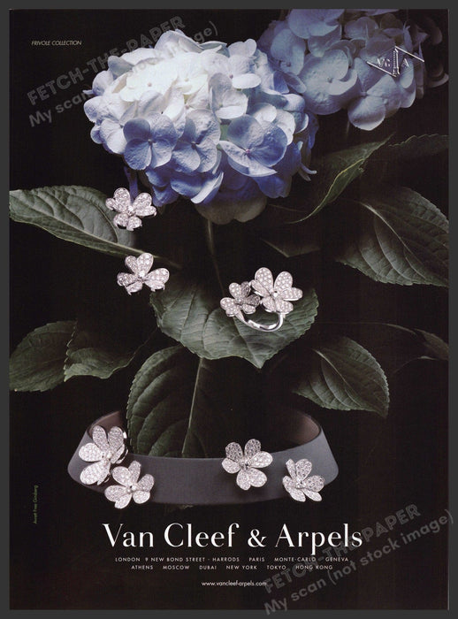 Van Cleef & Arpels 2000s Magazine Print Advertisement 2005 Hydrangea Frivole Van Cleef & Arpels