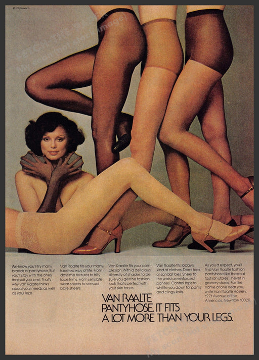Van Raalte Hosiery 1970s Print Advertisement 1976 Legs Pantyhose Shapes Fetch-the-Paper