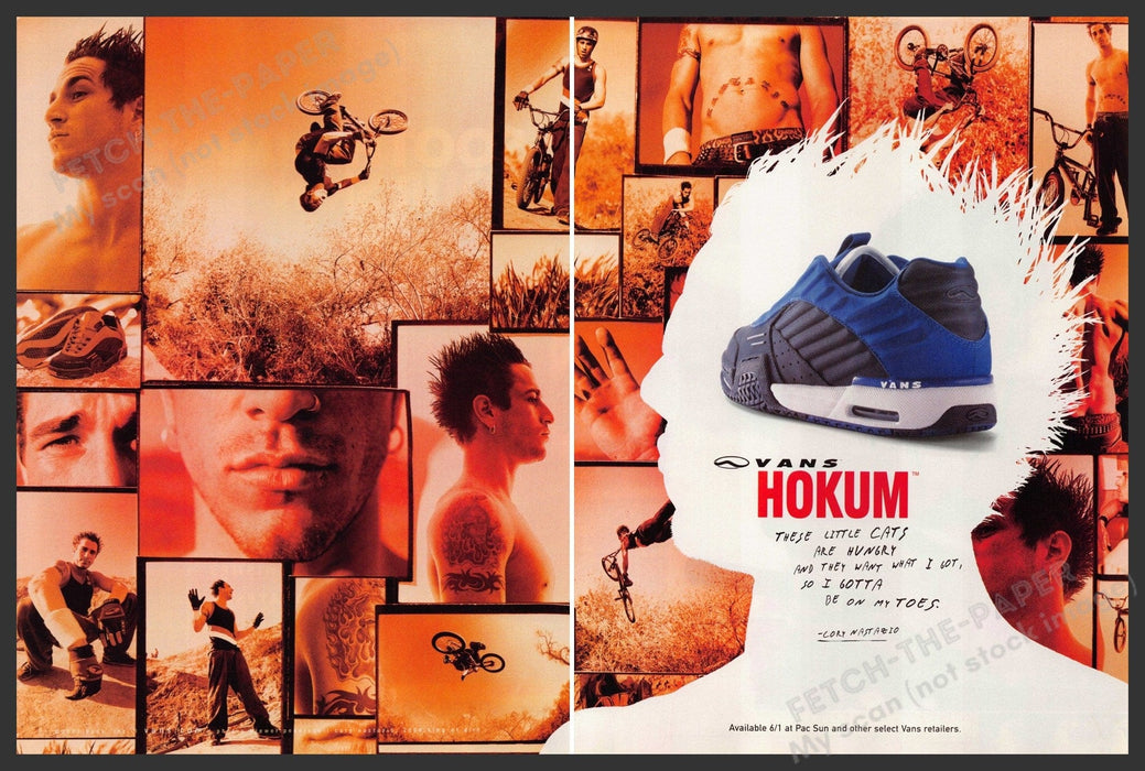 Van's Hokum BMX Cory Nastazio 2000s Print Advertisement (2pg centerfold) 2001 Fetch-the-Paper
