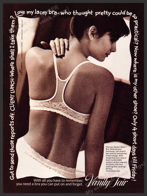 Vanity Fair 1980s Magazine Print Advertisement 1987 The Lace Bra Back Vanity Fair