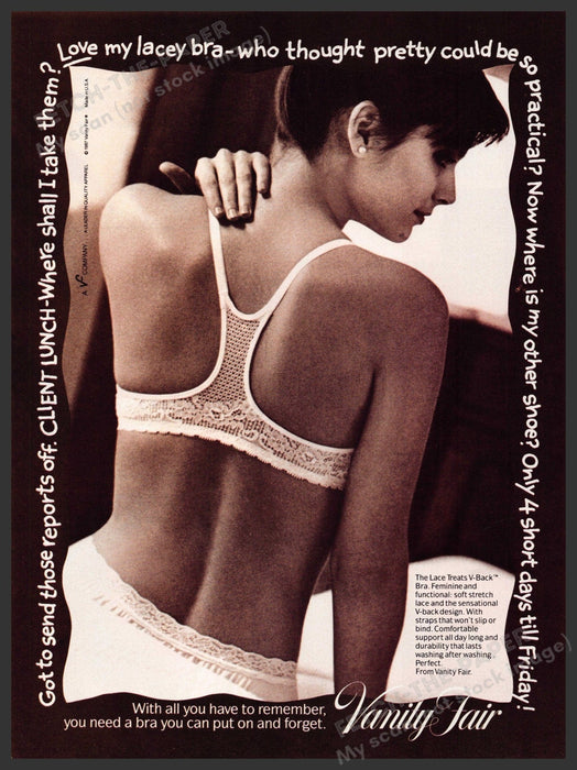 Vanity Fair 1980s Magazine Print Advertisement 1987 The Lace Bra Back Vanity Fair