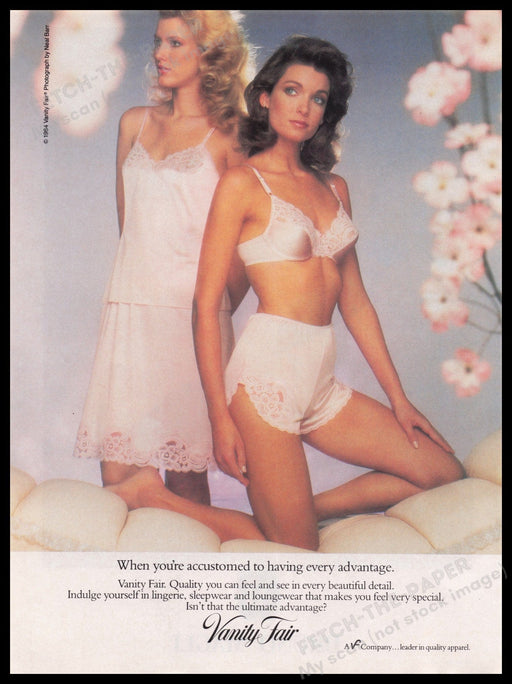 Vanity Fair Lingerie 1980s Print Advertisement Ad 1984 Legs Every Advantage Fetch the Paper!