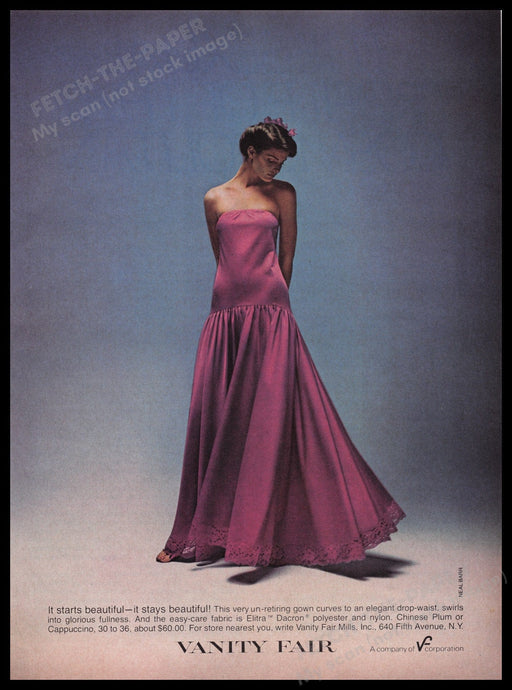 Vanity Fair Nightgown 1980s Print Advertisement Ad 1980 Sexy Brunette Fetch the Paper!