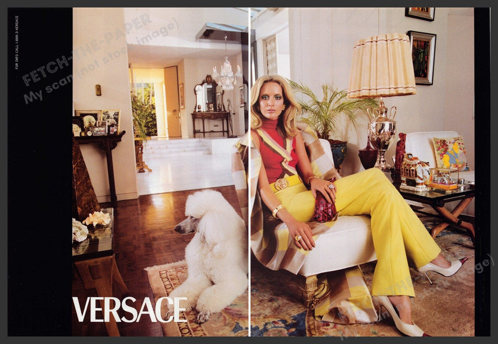 Versace Clothing 2000s Print Advertisement (2 Page) Ad 2000 Standard Poodle Dog Fetch-the-Paper