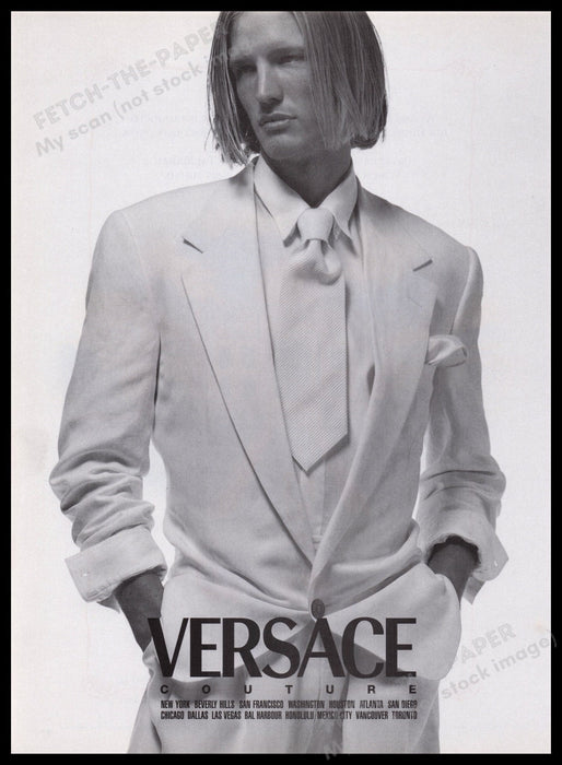 Versace Clothing Couture 1990s Print Advertisement Ad 1995 Sexy Male Model Fetch the Paper!