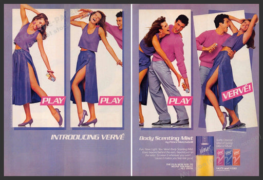 Verve 1980s Magazine Print Advertisement (2 pages) 1985 Legs Couple Body Fun Verve
