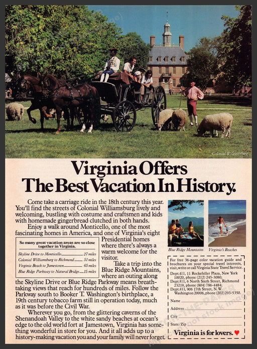 Virginia 1980s Magazine Print Ad 1981 Travel Promo Colonial Williamsburg Fetch-the-Paper