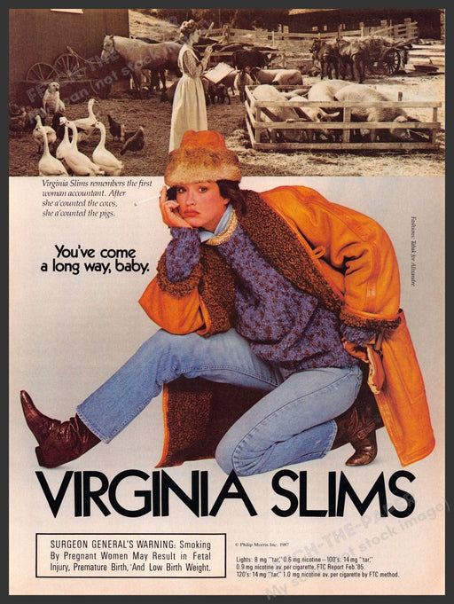 Virginia Slims 1980s Print Advertisement Ad 1987 Accountant Farmer Virginia Slims