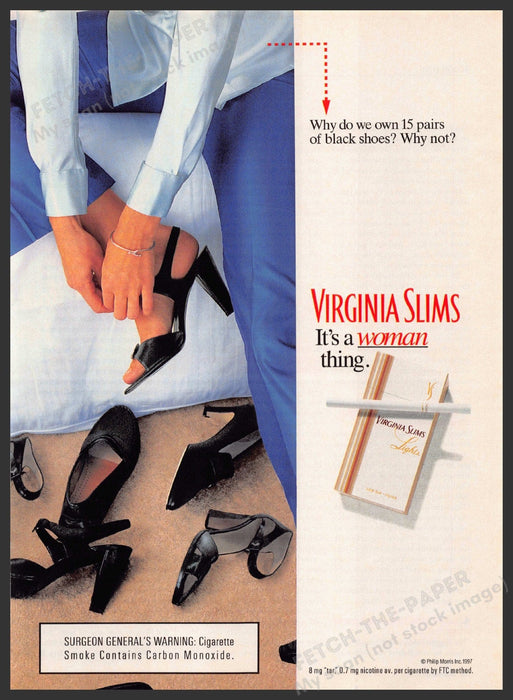 Virginia Slims 1990s Print Advertisement Ad 1997 Shoes "It's a woman thing" Virginia Slims