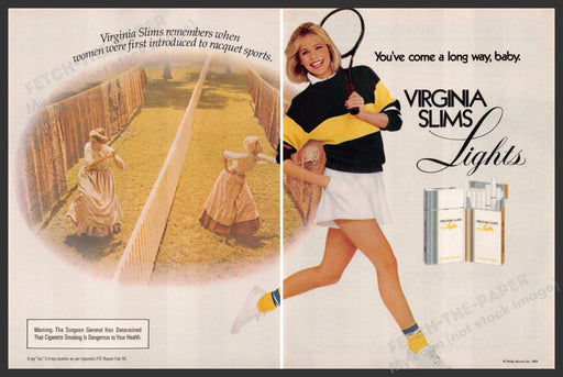 Virginia Slims Lights 1980s Magazine Print Advertisement (2 pages) 1985 Legs Virginia Slims Lights