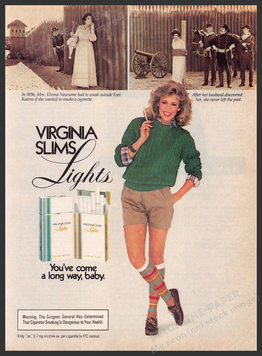 Virginia Slims Lights 1980s Print Advertisement 1982 Legs Cigarettes Fetch-the-Paper