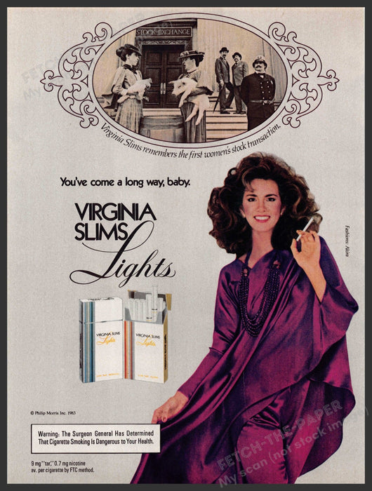 Virginia Slims Lights 1980s Print Advertisement Ad 1983 Stock Transaction Virginia Slims Lights