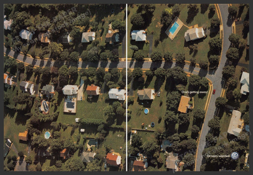 Volkswagen 2000s Print Advertisement (2 pg centerfold) 2002 "One's getting away" Fetch-the-Paper