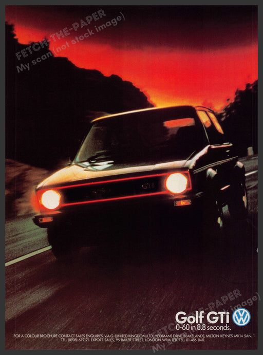 Volkswagen Golf GTi Car 1980s Print Advertisement Ad 1980 Fetch-the-Paper