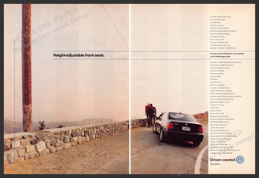 Volkswagen Jetta 2000s Magazine Print Advertisement (2 pgs) 2000 VW Front Seats Volkswagen