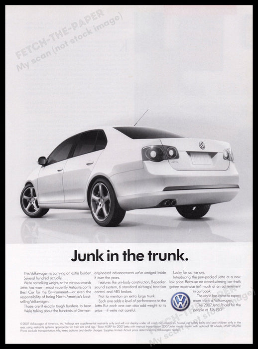 Volkswagen Jetta 2000s Print Advertisement Ad 2007 Fetch the Paper!