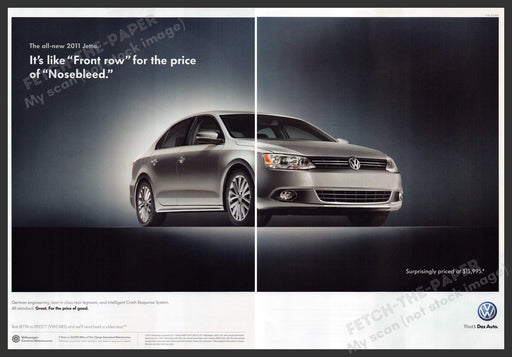 Volkswagen Jetta 2010s Print Ad (2 pg) 2010 "Front row for price of nosebleed" Volkswagen