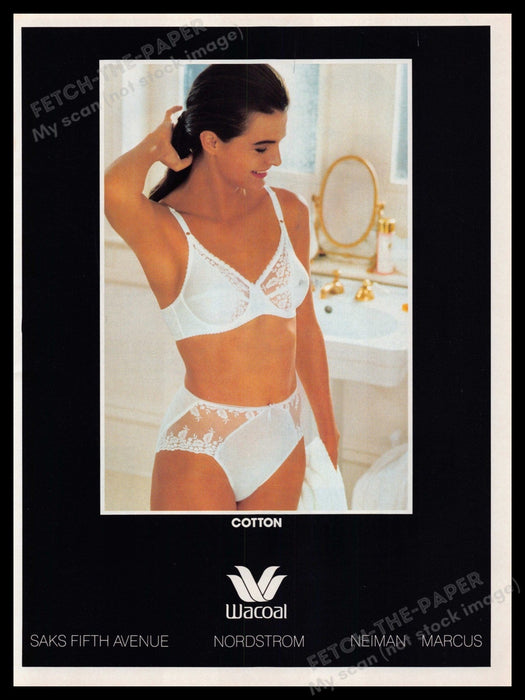 Wacoal Bra Panties Lingerie 1990s Print Advertisement Ad 1991 Bathroom Fetch-the-Paper