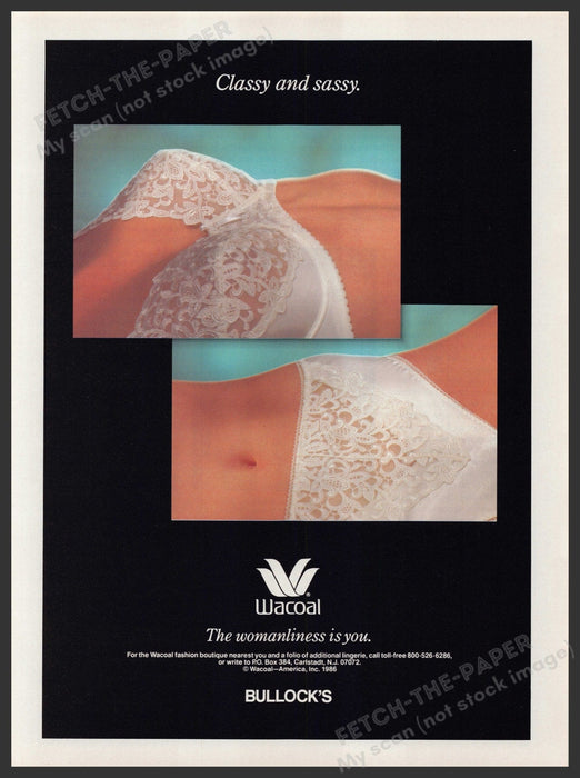 Wacoal Lingerie 1980s Print Advertisement Ad 1987 "The Womanliness is you" Fetch-the-Paper