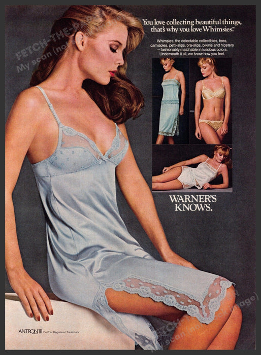 Warner's 1980s Print Advertisement 1982 Legs Whimsies Lingerie Petti-slips Fetch-the-Paper