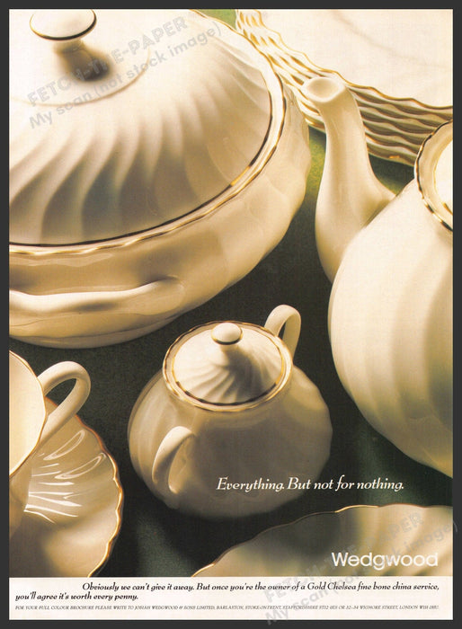 Wedgwood Gold Chelsea Pattern 1980s U.K. Print Advertisement Ad 1986 Wedgwood