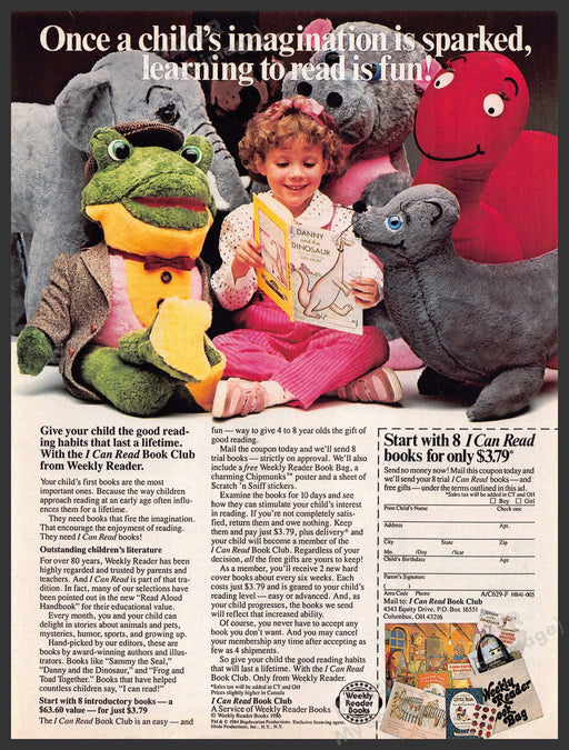 Weekly Reader 1980s Print Advertisement 1986 "I can read" Club Weekly Reader