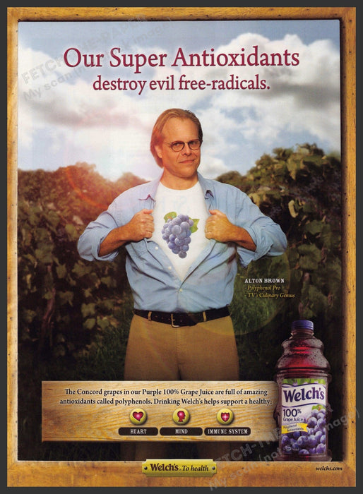 Welch's 2000s Magazine Print Ad 2009 Alton Brown "Super antioxidants" Welch's
