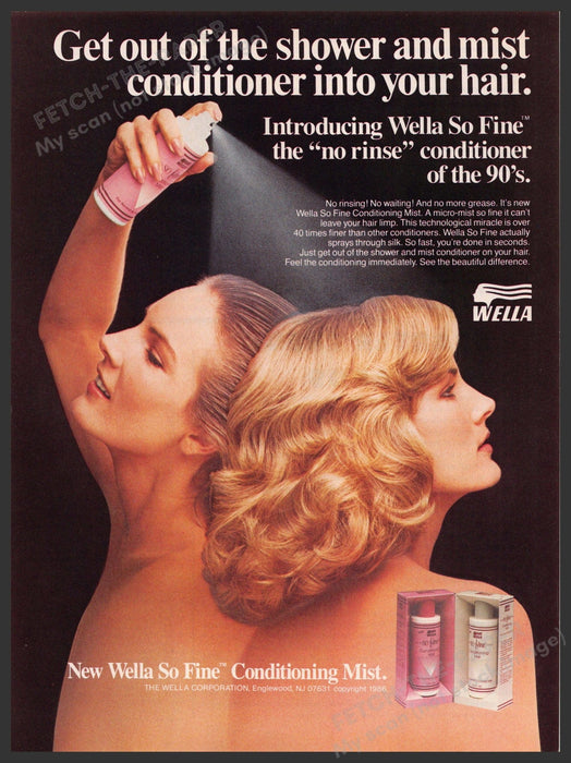 Wella 1980s Magazine Print Advertisement 1987 Hair "Wella so fine" Fetch-the-Paper
