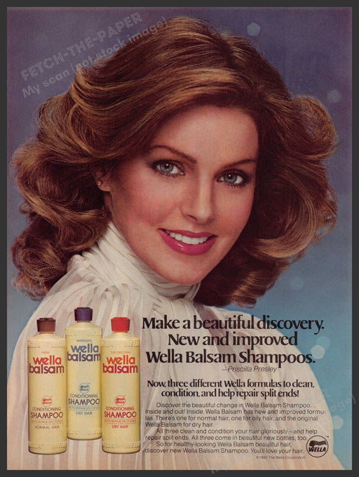 Wella Balsam Hair Products 1980s Print Advertisement Ad 1981 Beautiful Brunette Fetch-the-Paper