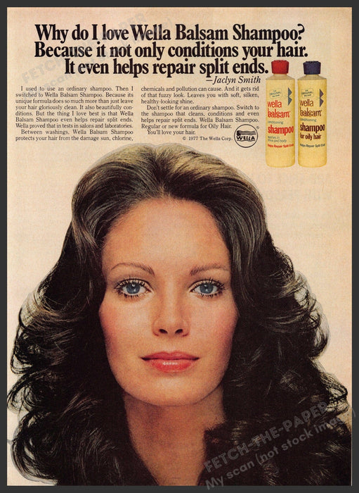 Wella Balsam Jaclyn Smith 1970s Print Advertisement 1979 Hair Fetch-the-Paper