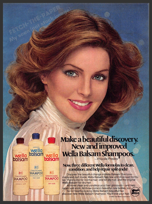 Wella Balsam Priscilla Presley 1980s Print Advertisement 1981 Shampoos Wella Balsam