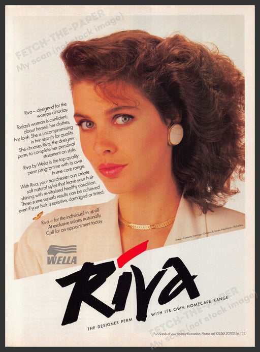 Wella Riva Designer Perm 1980s Print Advertisement Ad 1987 Fetch-the-Paper