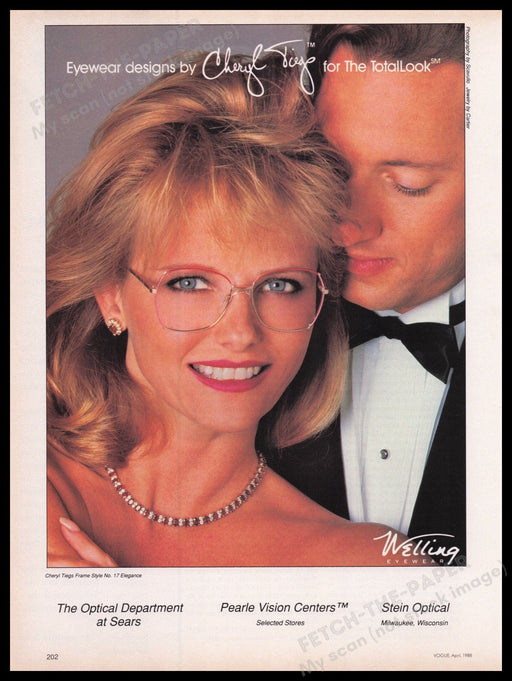 Welling Eyewear Cheryl Tiegs 1980s Print Advertisement Ad 1988 Fetch the Paper!