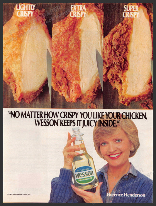 Wesson Vegetable Oil 1980s Print Advertisement Ad 1983 Henderson Fried Chicken Wesson