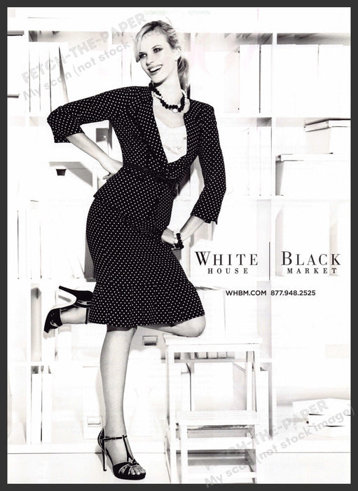 White House Black Market 2010s Print Advertisement 2013 Legs Polka Dot Dress Fetch-the-Paper
