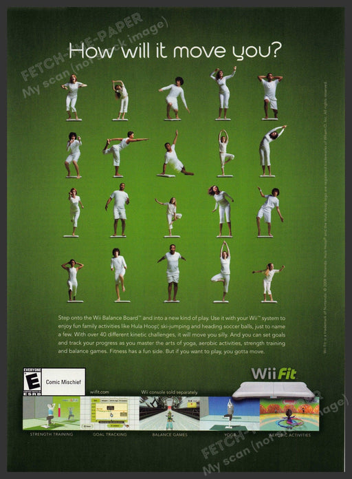 Wii Fit 2000s Magazine Video Game Print Ad 2008 Balance Board Wii Fit