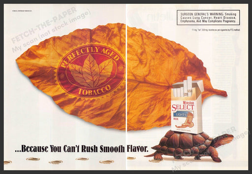 Winston 1990s Print Advertisement Ad 1994 Cigarettes Tobacco Leaf Tortoise Winston