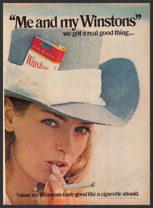 Winston Cigarettes 1960s Print Advertisement Ad 1969 "Me and my Winstons" Fetch the Paper!