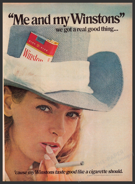 Winston Cigarettes 1960s Print Advertisement Ad 1969 "Me and my Winstons" Fetch the Paper!