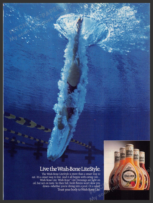 Wish-Bone 1980s Magazine Print Advertisement 1988 Legs Diving into Deep Pool Wish-bone