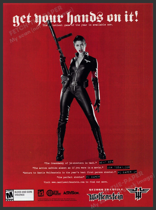 Wolfenstein Video Game 2000s Print Advertisement Ad 2002 "Get your hands on it" Fetch-the-paper.com