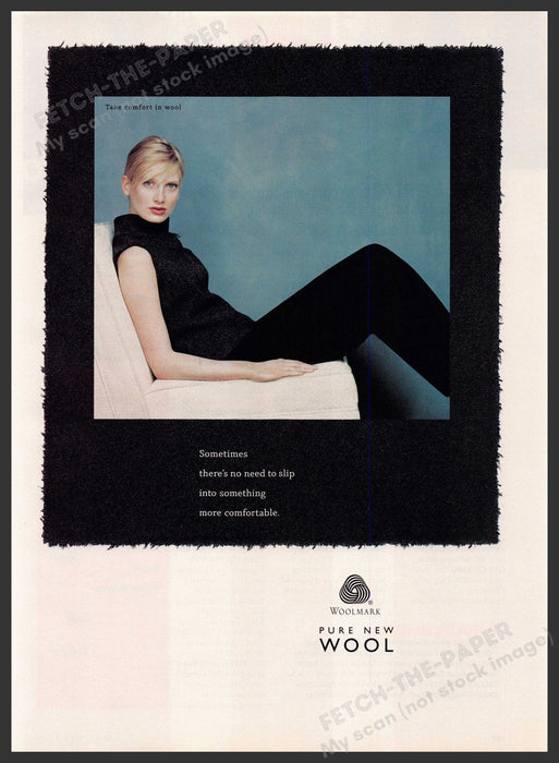 Woolmark 1990s Magazine Print Advertisement 1998 Pure New Wool Take Comfort Woolmark
