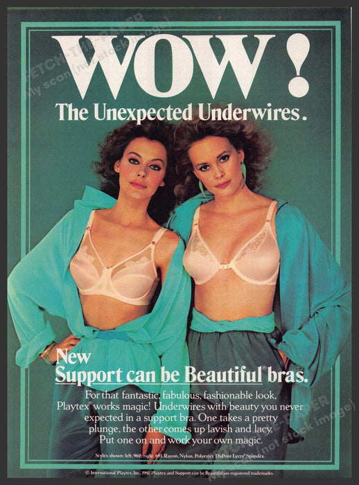 Wow! Bras 1980s Print Advertisement 1981 "The Unexpected Underwires" Fetch-the-Paper