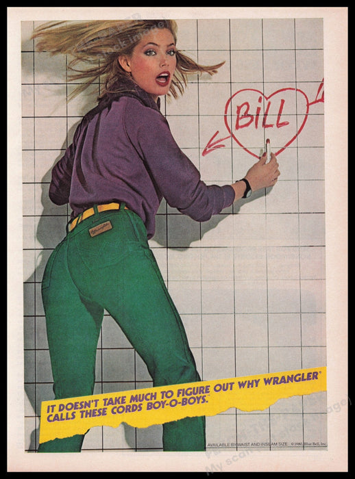 Wrangler Jeans Boy-O-Boys 1980s Print Advertisement Ad 1980 Caught Writing Wall Fetch the Paper!